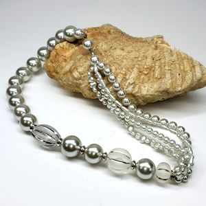 Asymmetrical Bead and Faux Freshwater Pearl Necklace 19